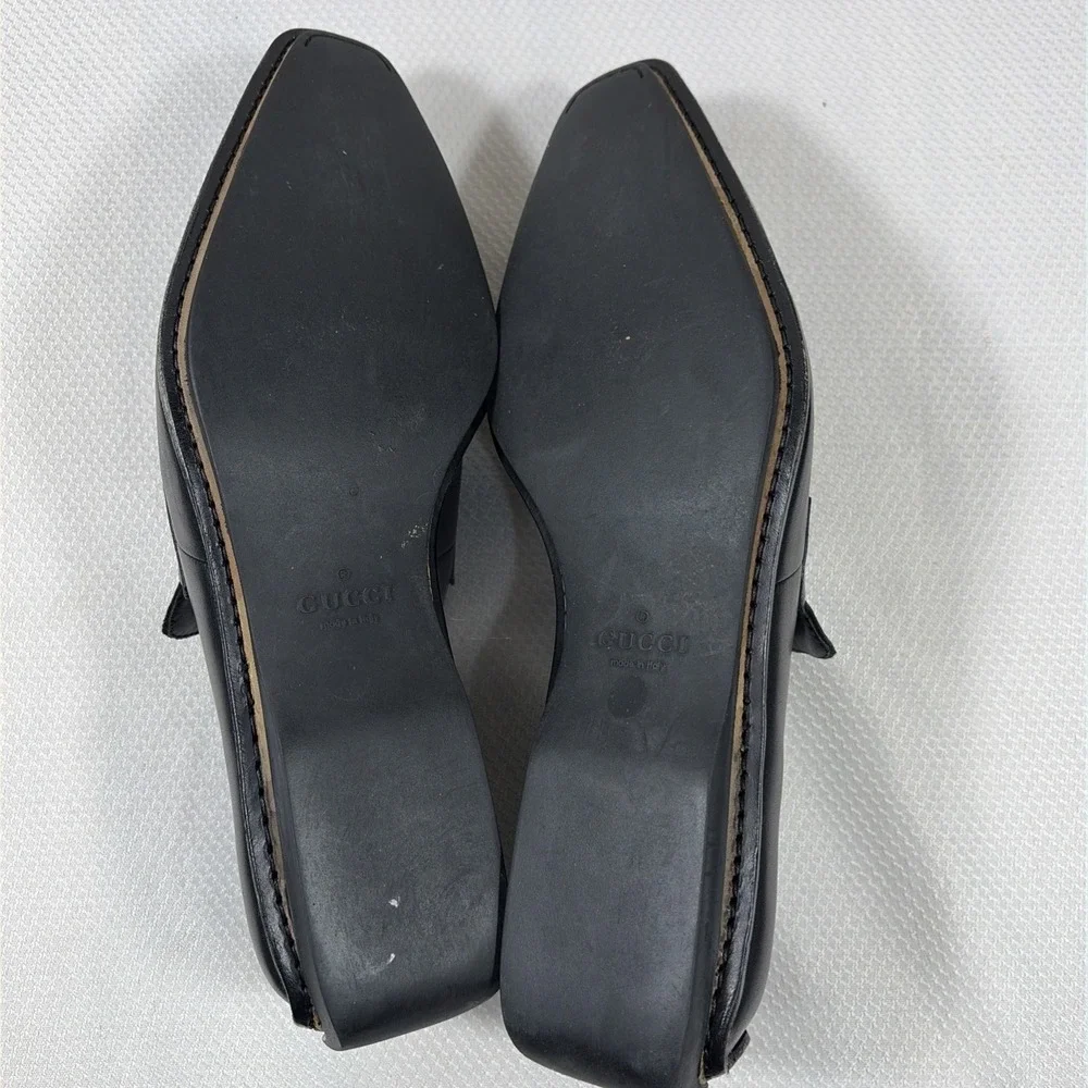 GUCCI Men's Black Double GG Logo Leather dress‎ loafers Italy 40 / US 7E w/ COA